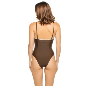 RAMY BROOK Addisyn Whipstitch One Piece Swimsuit in Brown Size Large thumbnail 2