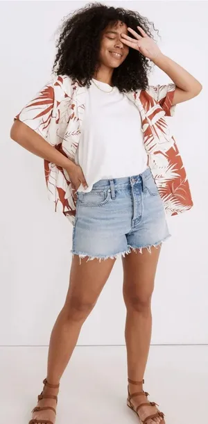 Madewell 100% Cotton Relaxed Denim Shorts Rosemount Wash Destroyed Hem - Size 23 thumbnail 1