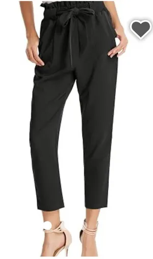 Soho Apparel Black Paperbag Waist Women’s Pants with Tie size medium. thumbnail 1