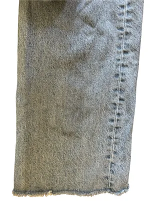 Zara 90’s High Waisted Cotton Jeans Sz 0 Raw Flare Hem Med/Light Wash BTS thumbnail 5