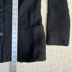 Women's FLAX Size Small Black‎ Button Cardigan Jacket Blazer thumbnail 5