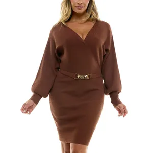 NWT Rosie Harlow Neck Dolman Sleeve Ribbed Sweater Dress Capuccino Brown S thumbnail 4