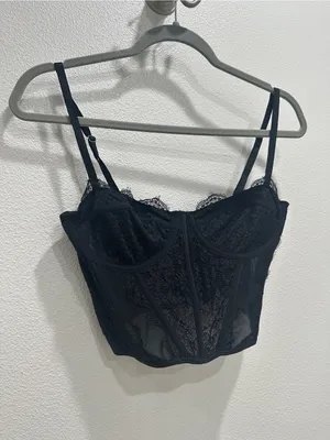 Urban Outfitters Black Lace Bustier Lace Top thumbnail 2