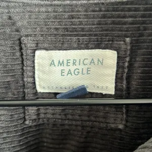 American Eagle Corduroy Shacket Dark Gray Ribbed Front Button Cotton XS thumbnail 3