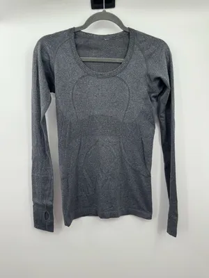 Lululemon‎ Swiftly Tech Long Sleeve Crew Heathered Black Size 6 Seamless thumbnail 3