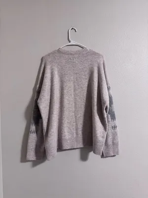 Eddie Bauer Beige Crewneck Sweater with Gray Aztec Motif thumbnail 3