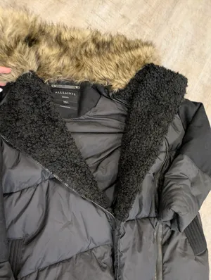 FLAWED All Saints Black Parka Puffer Coat Size Small thumbnail 4