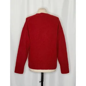 J. CREW Relaxed V Neck Pullover Sweater‎ Solid Red Merino Wool Alpaca Medium thumbnail 7