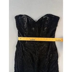 Betsy & Adam Vintage Black Crushed Velvet Strapless Beaded Mini Dress Womens 341 thumbnail 3
