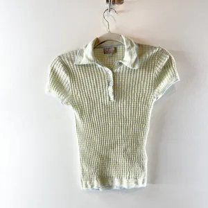 J. Crew Featherweight Ribbed Cashmere Short-Sleeve Sweater-Polo Stripe Small thumbnail 4