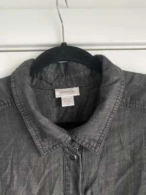 Avenue Women's Plus Size Denim Tiered Shirtdress New 16 thumbnail 8