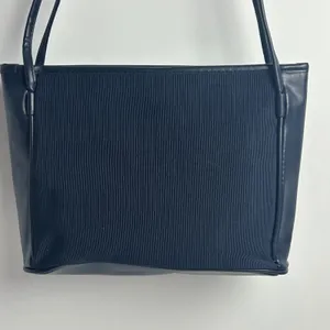 Vintage Esprit Navy Blue Ribbed Fabric Shoulder Bag Y2K 90s Minimalist thumbnail 3