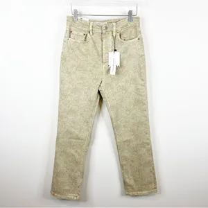 NWT‎ ZARA The Dreed Cropped Printed Flare Jeans Women's Size 4 Tan Cottagecore thumbnail 2