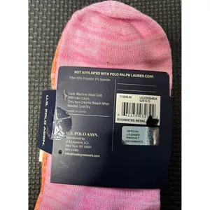 US Polo Assn Womens 6 Pair Low Cut‎ Socks Grey Pink Orange Space Dye Size 9-11 thumbnail 3
