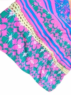 Coco + Carmen Boho Paisley Tunic Dress Pink Blue Tassel Tie Size L/XL Hippie thumbnail 12
