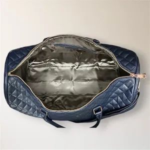 NEW Ms Lovely Navy Quilted Weekender Travel Duffel‎ Bag 22" Rose Gold Carry On thumbnail 8