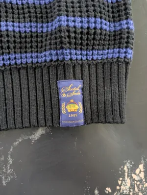 Scotch & Soda Blue And Black Crewneck Sweater Size Large thumbnail 5