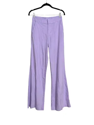Alice + Olivia Dylan Linen Blend High Waist Wide Leg Purple Pants 0 in Solstice thumbnail 5