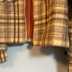 The Nines S Small Plaid Cropped Earth Tones Full Zip Pocket Collar Jacket Blazer thumbnail 3