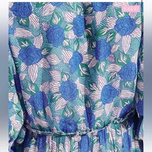 Saylor Womens Tiered Mini Dress Small Milkmaid Cottage Romantic Puff Sleeve Blue thumbnail 7