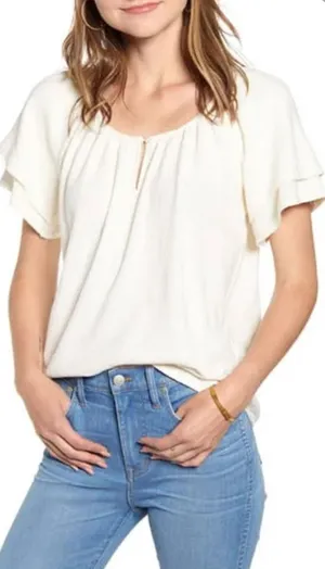 Madewell White Blouse Short Sleeve thumbnail 1