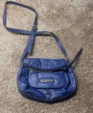 Nine West Blue Leather Crossbody Saddle Bag thumbnail 1