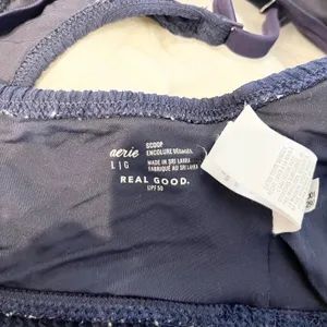 Aerie Crinkle Scoop Cutout Bikini Top & Pull Cheeky Bikini Bottom Set Navy Large thumbnail 4