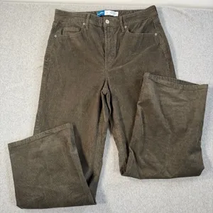 Old Navy Women's 12 Extra High Rise Sky-Hi Wide Leg Corduroy Pants Olive Brown thumbnail 1