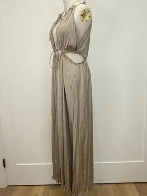 NWT Zara Wrinkle Look Satin Effect Cut Out Maxi Dress Medium Wedding Black Tie thumbnail 9