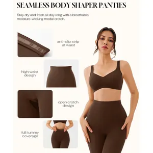 Womens High Waist Seamless Body Shaper Shorts Tummy Control Butt Lift Pink Large thumbnail 7