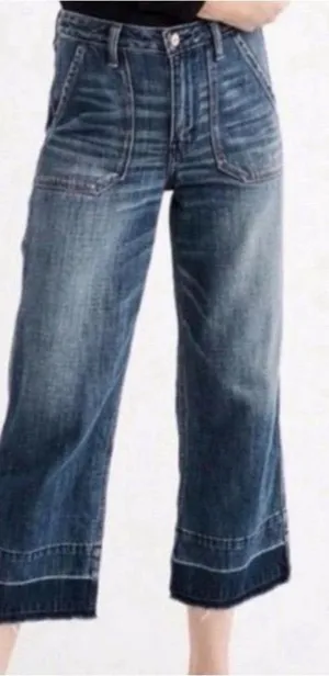 Abercrombie & Fitch Cropped Stovepipe Jeans Size 8R Wide Leg Raw Hem thumbnail 1