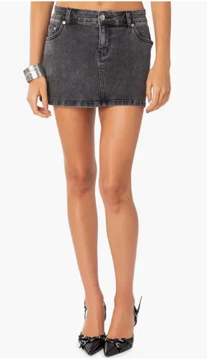 Edikted Waverly Denim Miniskirt Black thumbnail 1