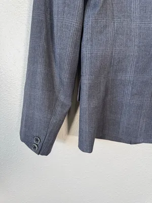 Theory Grey Plaid Fitted Blazer Jacket Womens M Preppy Corpcore Academia Work thumbnail 3