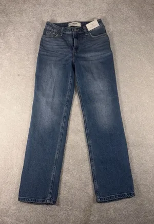 hollister high rise straight straight nwt medium wash 0 short‎ thumbnail 1
