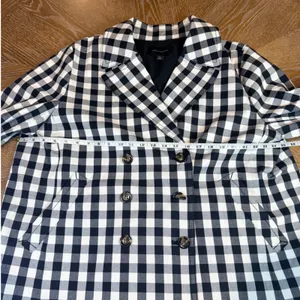 Ann Taylor Gingham Double Breasted Coat Jacket Black White Size‎ XXL thumbnail 7