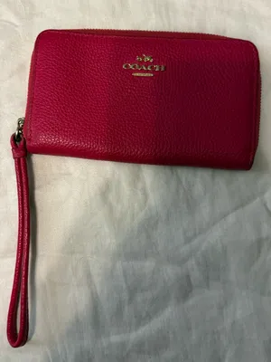 Coach Hot Pink Pebbled Leather Zip Wristlet thumbnail 2