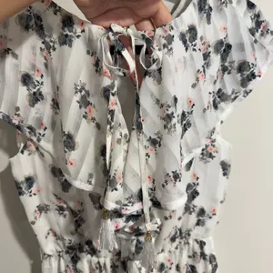 Elliatt Womens Sheer Flora Bloom Maxi Fluncy Ruffled Dress White Pink Size Small thumbnail 6