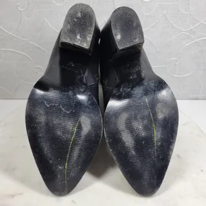 ALDO Leather Ankle Boots Womens 6.5 Black Gold Plate Block Heel Pointed Toe thumbnail 15