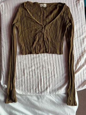Urban Outfitters Olive Green Cardigan Cropped Sweater thumbnail 1