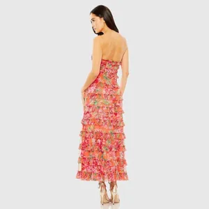 Mac Duggal 8137 Multicolor Strapless Floral Micro Ruffle Dress thumbnail 7