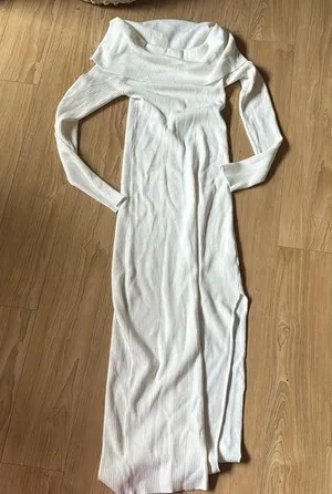 GLASSONS RIBBED WHITE DRESS thumbnail 1
