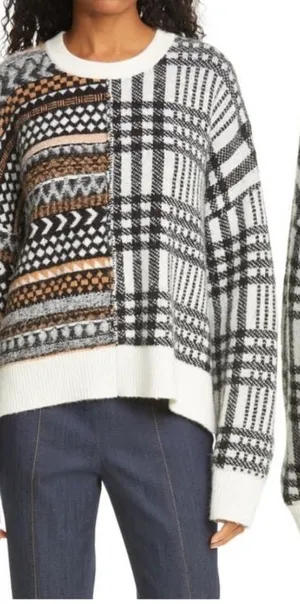 Cinq à Sept Shania Wool Alpaca Blend Multi-Pattern Sweater thumbnail 1