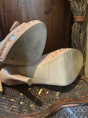 LC Lauren Conrad Blush Patent Peep-Toe Slingback Heels with Bow thumbnail 4