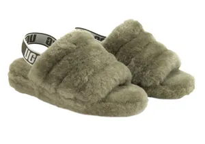 UGG Olive Green Fluff Yeah Slide Shearling Slingback size 8 thumbnail 1