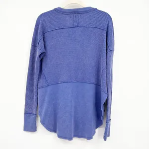 Free People Womens Monterey Thermal Indigo‎ Blue Boho Slouchy Oversized Top XS thumbnail 7