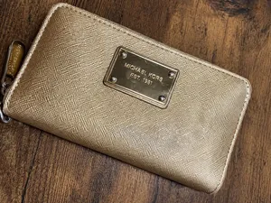 Michael Kors Womens Wallet Gold Saffiano Leather Zip Around Continental thumbnail 2