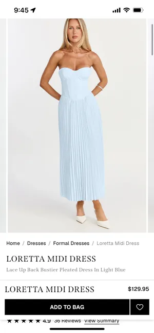 New Showpo Loretta Midi Dress Lace Up Back Bustier Pleated Dress MSRP $129 thumbnail 2