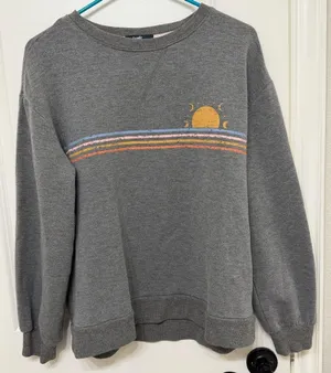 Angels Gray Crewneck Sweater with Sun and Stripes thumbnail 1