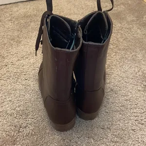 Rasolli brown lace up combat style boot 1.5 inch heel thumbnail 12