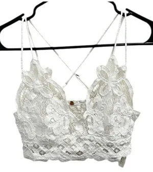 Free People FP One White Adella Floral Lace Bralette Small Boho Fairy Coquette‎ thumbnail 1